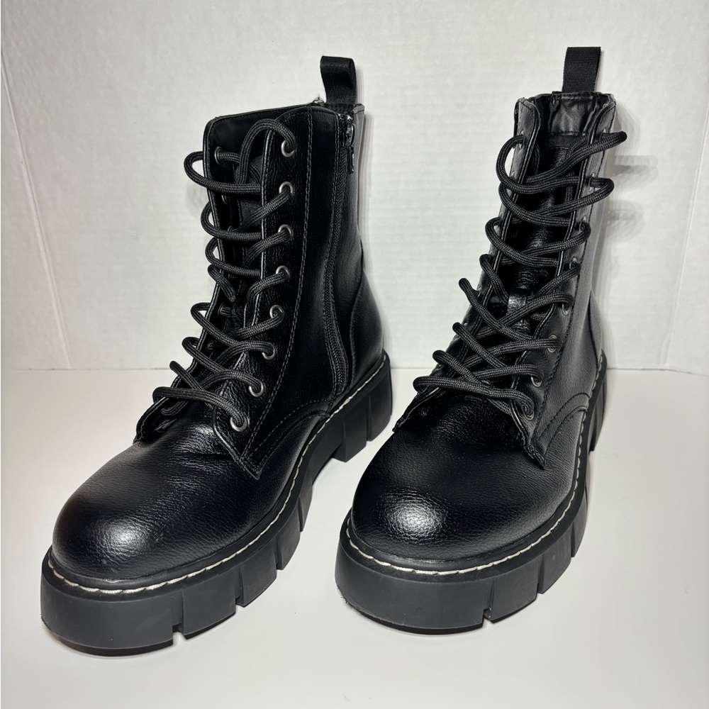 UnionBay Hayden Combat Boots Wms Size 10M Zip Side Lace Up Front Chunky Heel Y2K - Picture 5 of 5